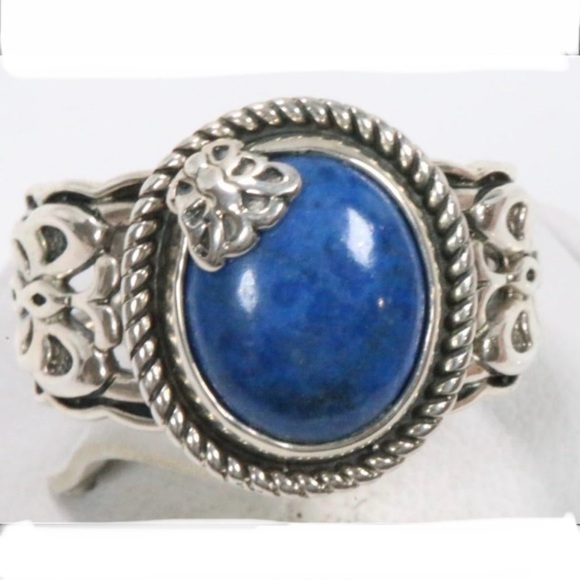 Carolyn Pollack Relios southwest Lapis sterling silver butterfly ring size 8.25 - Picture 2 of 6